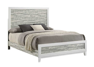 English Elm Modern/Contemporary Queen Panel Bed with Sleek Gray & White Finish, Solid Wood Headboard Footboard 90" White+gray 65.75 L x 35.75 W x 5.37 H B011P271951