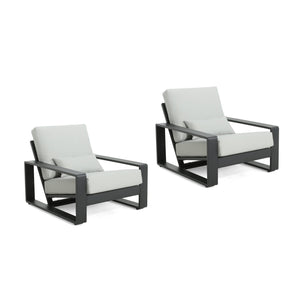 English Elm Christopher Knight Home® - La Plata Lounge Chairs Set Of 2 - Modern Aluminum Frame With Grey Cushions For Indoor/Outdoor Comfort N775P211257B-S2