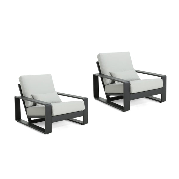 English Elm Christopher Knight Home® - La Plata Lounge Chairs Set Of 2 - Modern Aluminum Frame With Grey Cushions For Indoor/Outdoor Comfort N775P211257B-S2