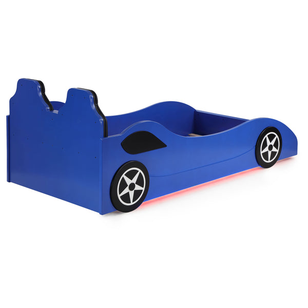 English Elm Solana Race Car Twin Bed with LED Underglow Lights, Padded Headboard & Realistic Wheels for Kids B062S01110