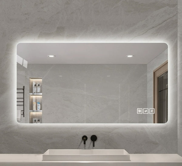 English Elm Wall LED lighting mirror 24x48in Silver – anti-fog IP44, 3-color dimmable touch switch, 5mm glass precision W2709P305307