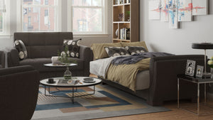 English Elm PrimeNest NimbusFlow Convertible Upholstered Loveseat with Storage, Chenille Comfort, Space-Smart Design Dark Gray B030P281747