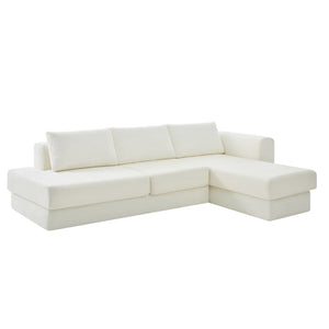 English Elm L-shaped Chenille Sectional Sofa with Deep Modular Seating and Layered Cushion Comfort Beige N763S000090A