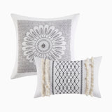 INK+IVY Imani Global Inspired Cotton Printed Duvet Cover Set with Chenille II12-997 Ivory