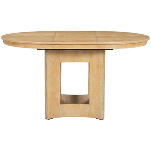 English Elm Topmax Farmhouse Round Pedestal Dining Table Extendable Leaf Rubberwood Compact Space Natural Wood N717P336673N