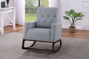 English Elm Classic Rocker Chair Diamond Button Tufted Fully Upholstered Rocking Seat with Plush Comfort and Stylish Exposed Legs Espresso,Steel Gray 30 L x 29 W x 20 H B011P375974