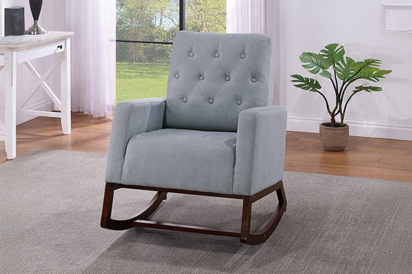 English Elm Classic Rocker Chair Diamond Button Tufted Fully Upholstered Rocking Seat with Plush Comfort and Stylish Exposed Legs Espresso,Steel Gray 30 L x 29 W x 20 H B011P375974