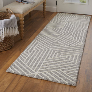 Feizy Rugs Lytton Hand-tufted Wool Geometric Rug – Durable, Stylish, And Perfect For Any High-traffic Space Gray,Ivory Wool T24t8010grycrmi68