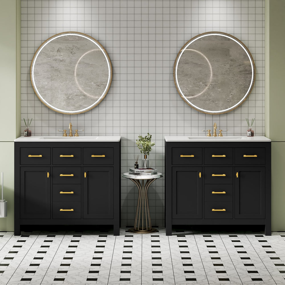 English Elm 72'' Modern Bathroom Vanity Set With Durable Ceramic Sink, Solid Wood Frame, Ample Storage & Style N710SS00011B
