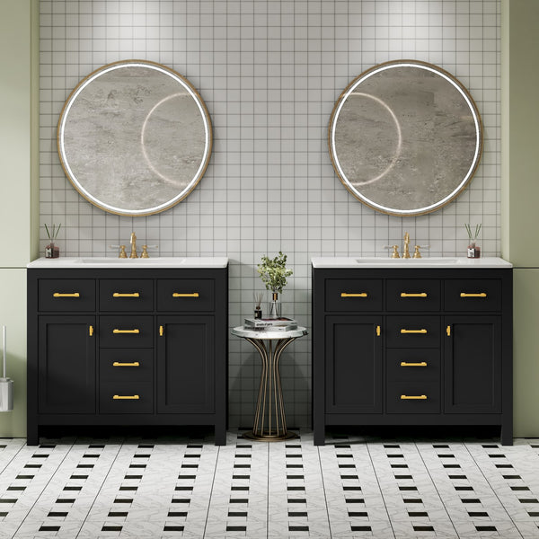 English Elm 72'' Modern Bathroom Vanity Set With Durable Ceramic Sink, Solid Wood Frame, Ample Storage & Style N710SS00011B