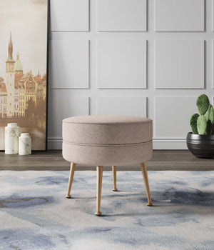 English Elm Bailey Upholstered Accent Ottoman In Wheat - Modern Elegance, Plush Comfort, And Stylish Design! B365P397871