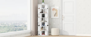 English Elm ON-TREND 7-Tier Rotating Shoe Tower with 360° Spinner, Adjustable 35-Pair Organizer for Entryway White N721P180790K