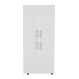 English Elm Hazel Tall Four-Door Armoire Closet Cabinet with Six Shelves, Two Hanging Rods for Clothes Storage White 39.4 L x 23.2 W x 5.5 H B200S00370