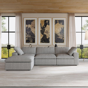 English Elm Sky Cloud Sectional Sofa - 120-Inch Washable Linen L-Shaped 4-Seater With Storage Ottoman & Comfort B341S00003-GIGA