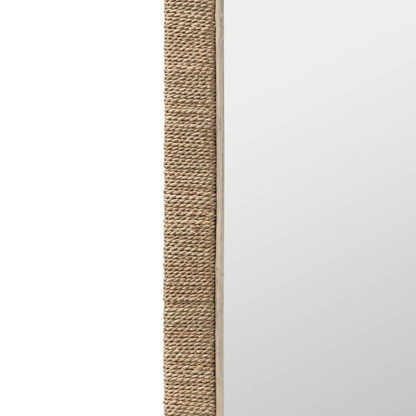 English Elm Round Braided Jute Rope Wall Mirror Natural Fiber Boho Coastal Accent Decor B2750P467771