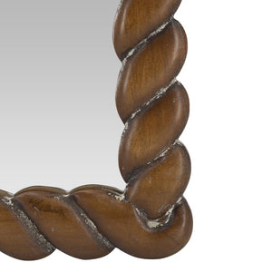 English Elm 24x35.8" Arched Pine Wood Wall Mirror Textured Frame Warm Brown Farmhouse Decor W2078P445372