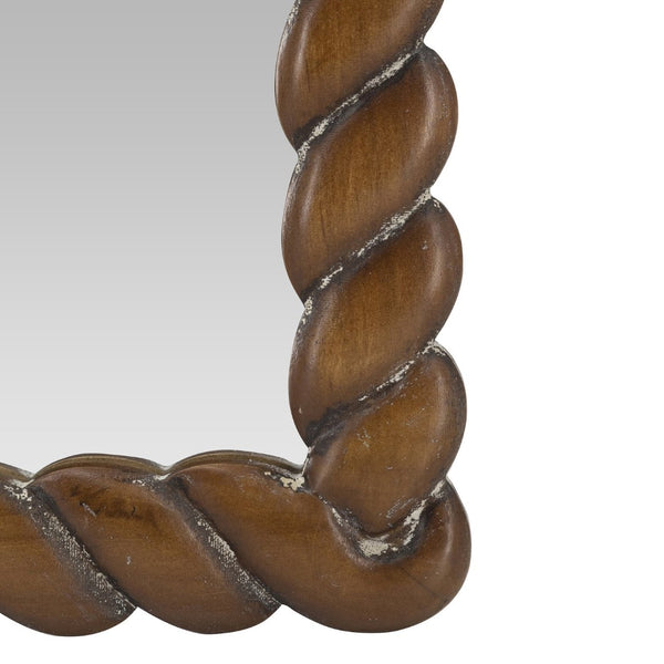 English Elm 24x35.8" Arched Pine Wood Wall Mirror Textured Frame Warm Brown Farmhouse Decor W2078P445372