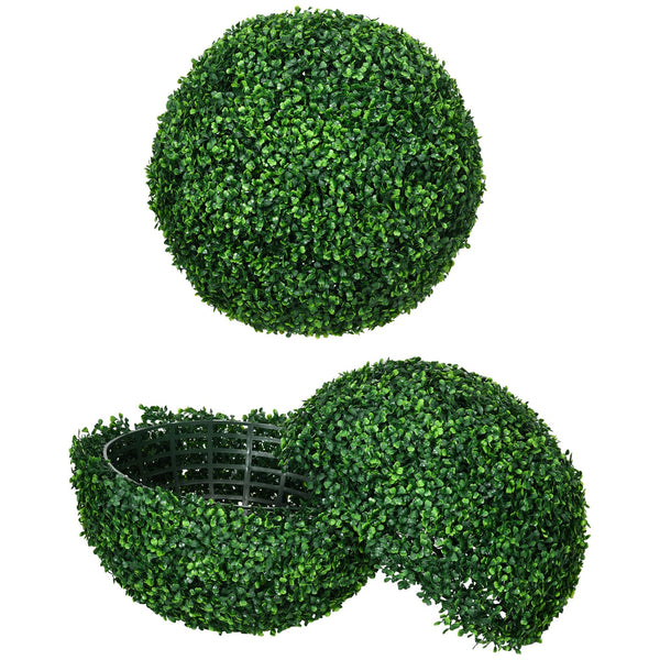 English Elm HOMCOM Realistic Set of 2 19.75" Boxwood Topiary Balls UV-Safe Outdoor Indoor Faux Plants Decor W2225P229587