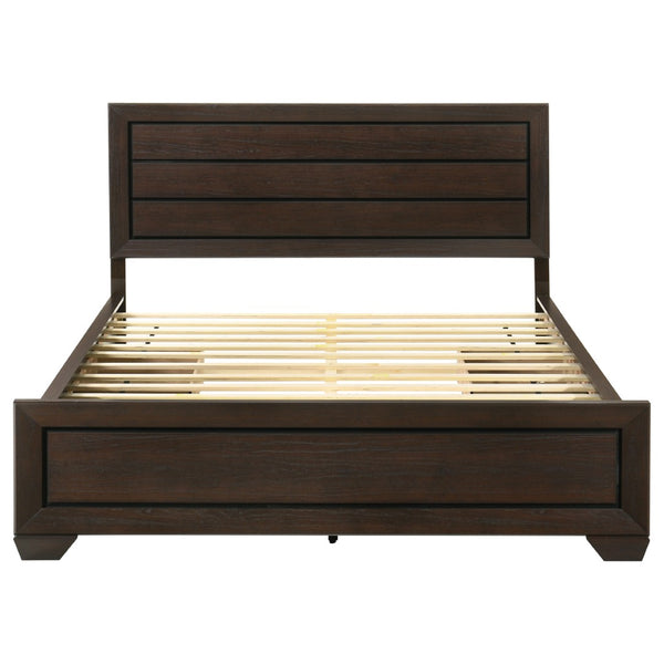 English Elm Holmgren Eastern King Storage Bed with Recessed Panel Headboard in Dark Cocoa Wood B062S01850
