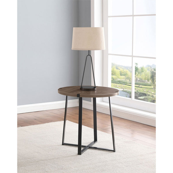English Elm Heyer Grey Round End Table - Modern Engineered Wood Design For Stylish Living Room & Bedroom Use B062P299800
