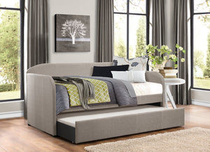 English Elm Modern Daybed with Trundle Gray Upholstered Arch Back Clean Lines Casters Space-Saving Twin Sleep 96" B011S01998