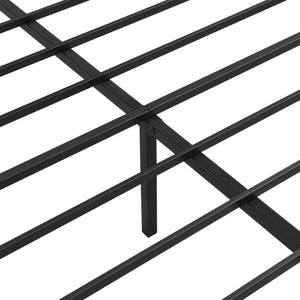 English Elm Queen Steel Bed Frame with Wood Panel Headboard for Modern Bedroom Storage W311P248424
