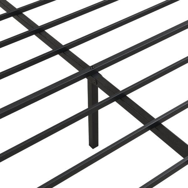 English Elm Queen Steel Bed Frame with Wood Panel Headboard for Modern Bedroom Storage W311P248424
