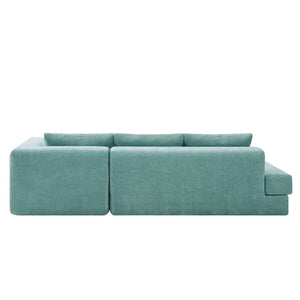 English Elm L-shaped Chenille Sectional Sofa with Deep Modular Seating and Layered Cushion Comfort Teal N763S000090F