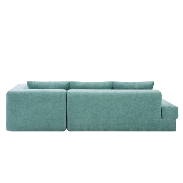 English Elm L-shaped Chenille Sectional Sofa with Deep Modular Seating and Layered Cushion Comfort Teal N763S000090F