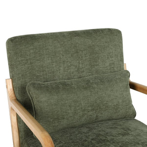 English Elm Mid Century Modern Accent Chair Rubberwood Frame Lumbar Pillow Support Living Room W2989P426365