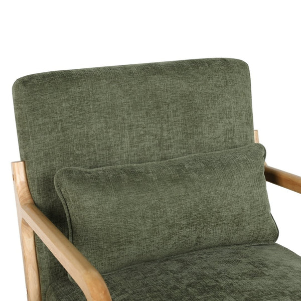 English Elm Mid Century Modern Accent Chair Rubberwood Frame Lumbar Pillow Support Living Room W2989P426365