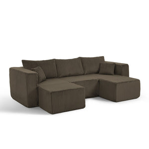 English Elm Compact Modular Sectional Corduroy Sofa High Density Foam Fill for Small Space Living Brown W487P411612