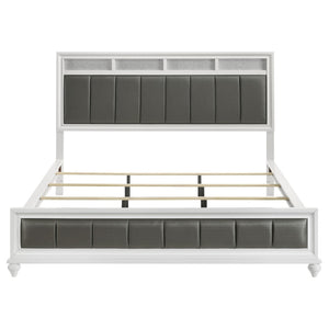 English Elm Talia California King Upholstered Panel Bed - Modern White Frame With Metallic Leatherette Accents B062S01080-GIGA