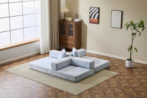 English Elm Floor Couch - Versatile Chenille Convertible Sofa Bed With Pillow Support For Living Room & Dorms W3723P344016