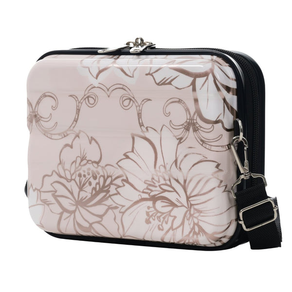 English Elm 6 Piece Hardshell Abs Travel Set with Spinner Wheels Combination Lock and Toiletry Bag Pink Flower N732P391160U
