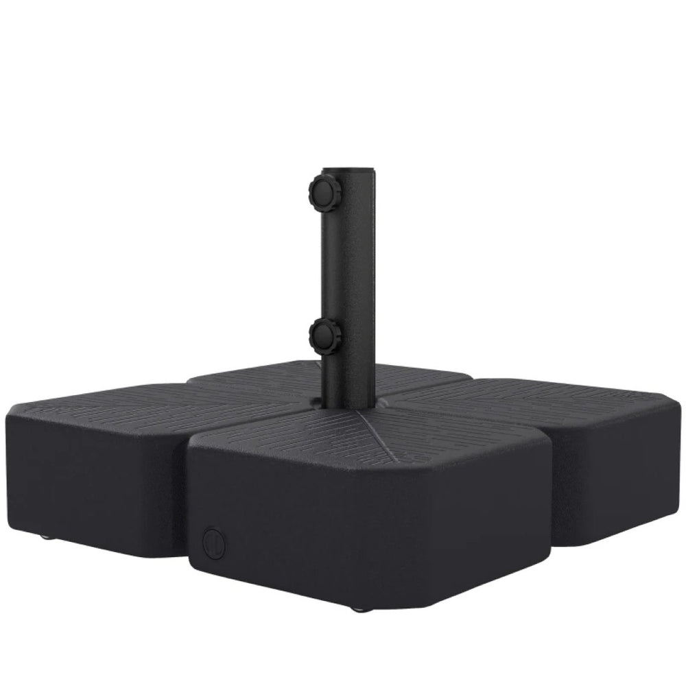 English Elm Outdoor Rolling Umbrella Base with Wood Grain Hdpe and Locking Wheels for Patio Decks T3971P476501