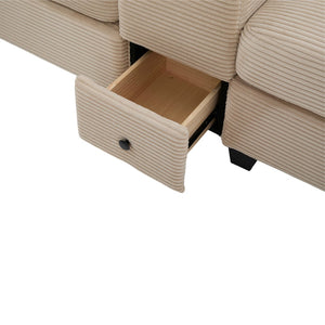 English Elm United Multifunctional L-Shaped Corduroy Sofa: 4-Seater With Usb Ports, Storage, And Comfort Features W1568S00226-GIGA