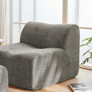 English Elm Ultra-Comfortable Velvet Compressed Foam Sofa Chair with Ottoman and Pillow — Space-Saving Lounge Solution Gray W1765P342025