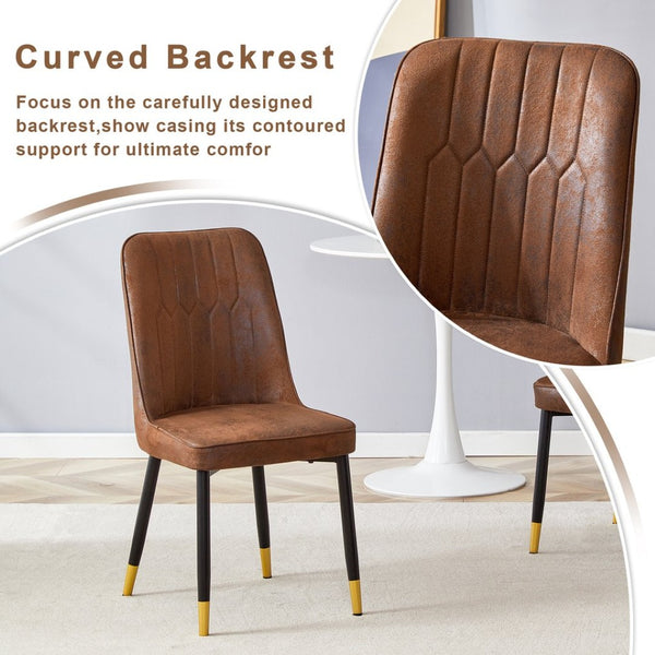 English Elm Table & 4 Chairs Set - Modern Minimalist 42" Round Dining Table With Deep Walnut Top & Techno-Fabric Seating W1151S03749-GIGA