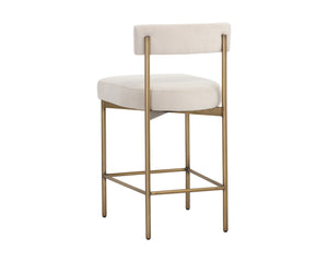Sunpan Seneca Counter Stool - Modern Open Back Design with Stylish Steel Frame for Contemporary Spaces Antique Brass / Danny Ivory