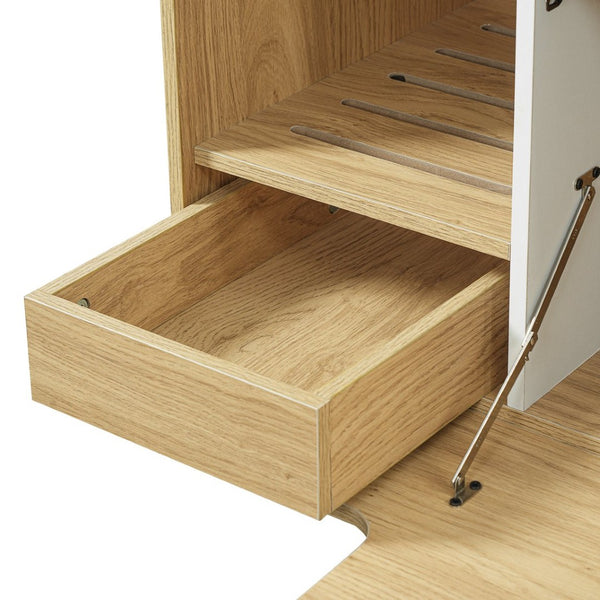 English Elm 2-piece Modern Cat Litter Box Enclosure Side Table Set with Hidden Storage N752S004342N