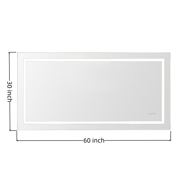 English Elm 60x30inch LED Bathroom Mirror with RGB Gradient, 3000-6000K Dimmable, Anti-Fog IP54, UL-Certified Mountable W2091P338771