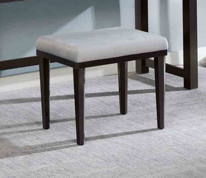 English Elm Glam Elegant Vanity Set with LED Mirror, Plush Stool, Ample Storage, Felt-Lined Drawers, Chic Finish Grey Mix 35 L x 25 W x 15 H B2741S00681