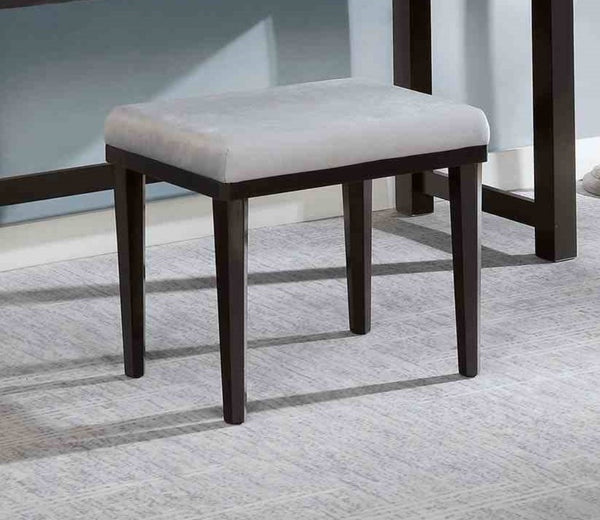 English Elm Glam Elegant Vanity Set with LED Mirror, Plush Stool, Ample Storage, Felt-Lined Drawers, Chic Finish Grey Mix 35 L x 25 W x 15 H B2741S00681