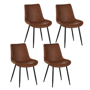 English Elm Modern Dining Chairs Set of 4 Brown PU Leather Upholstered Seats, Metal Legs, 300lb Capacity, Easy Clean W3851P368606