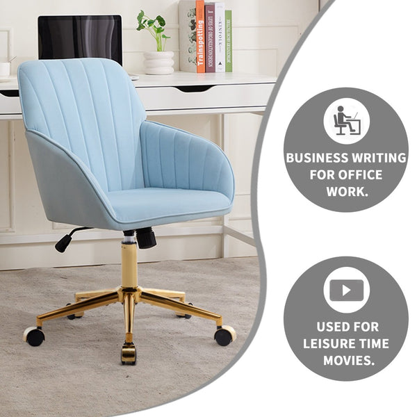 English Elm Ty Ergonomic Velvet Office Chair – Plush Memory Foam, Stylish Baby-Blue, Perfect For Home & Study W2311P199093-GIGA