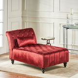 Christopher Knight Home® - Noble House - Rubie Modern Glam Tufted Velvet Chaise Lounge with Scrolled Backrest