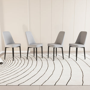 English Elm A Set Of 4 Modern Dining Chairs In Grey Pu Leather With Black Metal Legs For Stylish Comfort W2189140237