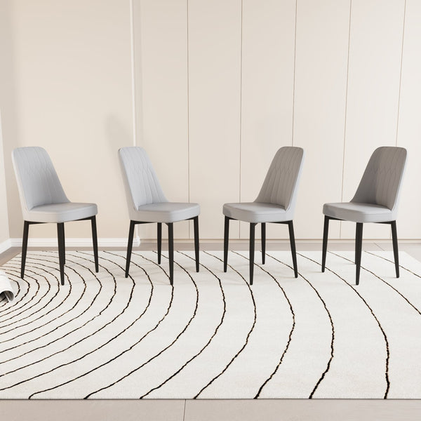 English Elm A Set Of 4 Modern Dining Chairs In Grey Pu Leather With Black Metal Legs For Stylish Comfort W2189140237