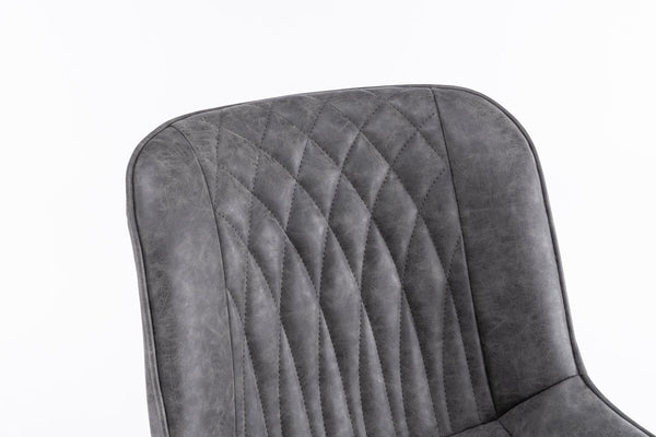 English Elm Mid-Century Modern Swivel Dining Chair Set Of 2 - Elegant Tufted Accents, Metal Legs, Dark Gray T3903P405989